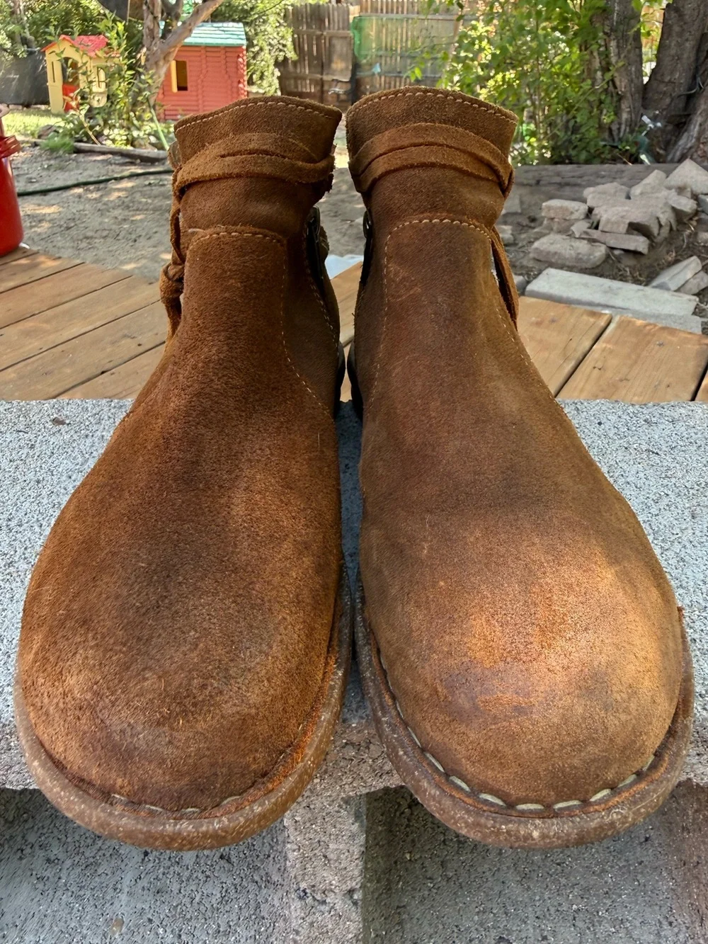 Born Tarkiln boots distressed brown suede finish